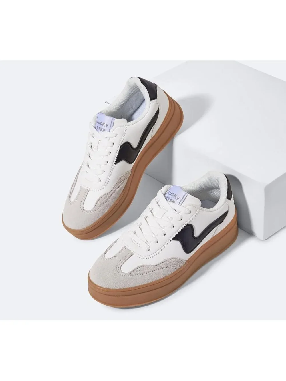 🆕Women's White Black Platform Fashion Sneakers Thick Sole Casual Walking Shoes
